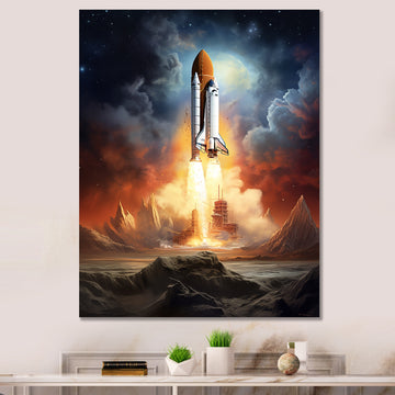 Rocketship Celestial Dreams - Rocketship Canvas Wall Art